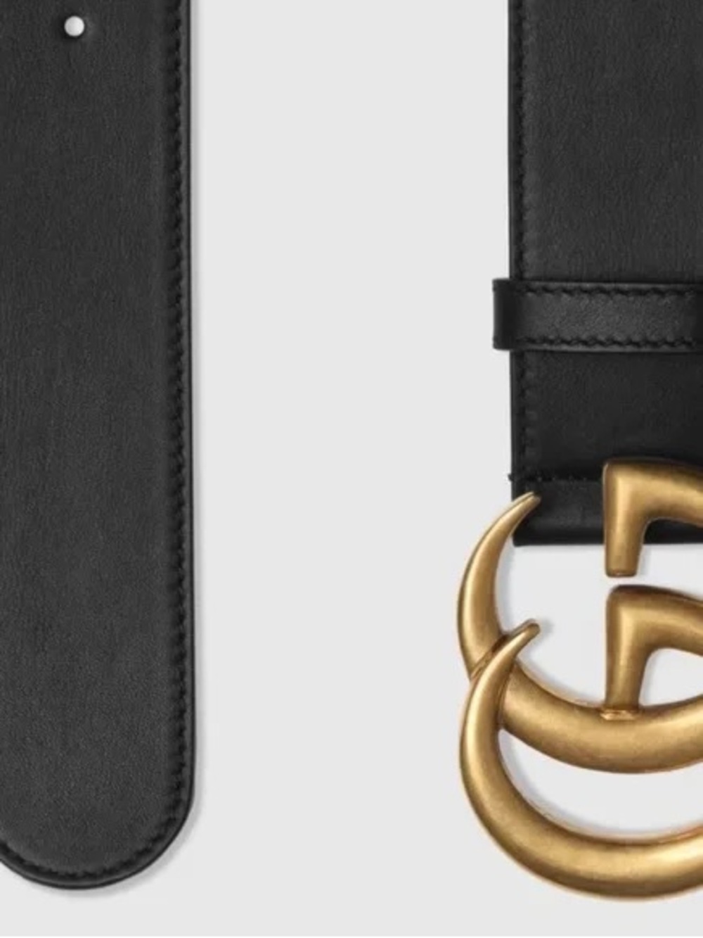 Like New Gucci GG Marmont Wide Leather Belt - Black/Gold